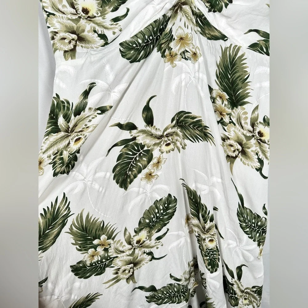 Sunny Island Hawaii Womens Halter Tropical Rayon Dress Green Ivory Size 2XL - Picture 7 of 14
